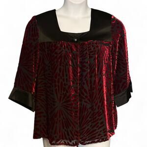 Vintage Bob Mackie Burnout Velvet Jacket Sz M Black Red Cocktail Evening Holiday